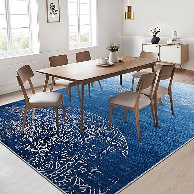 Machine Washable Gradient Printed Area Rug Non Slip Throw Carpet for Home Decor