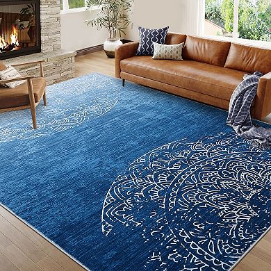 Machine Washable Gradient Printed Area Rug Non Slip Throw Carpet for Home Decor