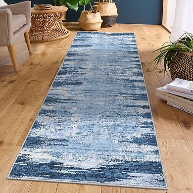 Machine Washable Non Slip Modern Abstract Striped Area Rug for Indoor Use