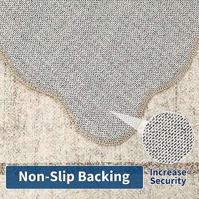 Solid Color Machine Washable Non Slip with Flounce Border Area Rug for Living Room Bedroom