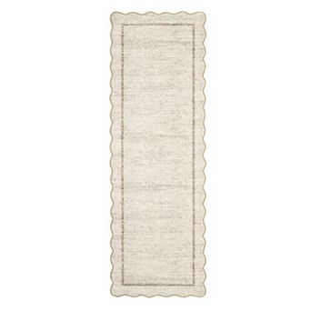 Solid Color Machine Washable Non Slip with Flounce Border Area Rug for Living Room Bedroom