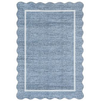 Solid Color Machine Washable Non Slip with Flounce Border Area Rug for Living Room Bedroom