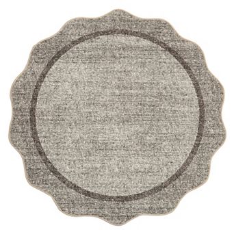 Solid Color Machine Washable Non Slip with Flounce Border Area Rug for Living Room Bedroom