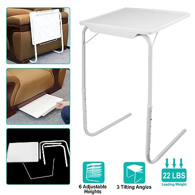 Foldable Tray Table Portable Sofa TV Tray 6 Heights 3 Angles Laptop Desk