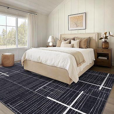 Machine Washable Geometric Area Rug Non Slip Non Shedding for Living Room Bedroom Kitchen