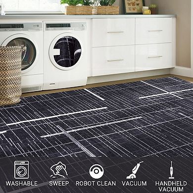 Machine Washable Geometric Area Rug Non Slip Non Shedding for Living Room Bedroom Kitchen