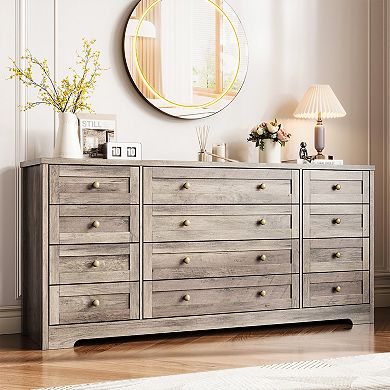 Modern 12 Drawer Wood Dresser and 65 Inch TV Stand