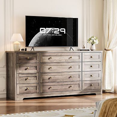 Modern 12 Drawer Wood Dresser and 65 Inch TV Stand