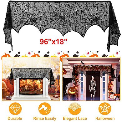 Halloween Decoration Black Lace Spiderweb