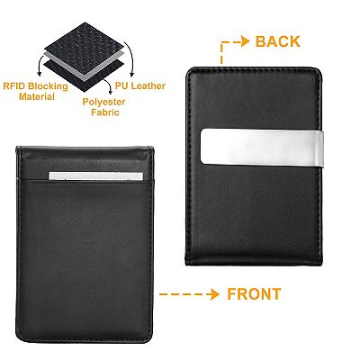 Unisex PU Leather Wallet RFID Blocking Slim Bifold Credit Card Holder with Money Clip
