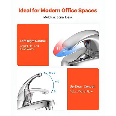 Single Handle Sink Faucet with Press-Down Drain for Bar and Compact Sinks - Silver