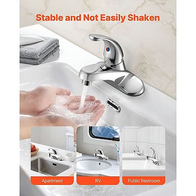 Single Handle Sink Faucet with Press-Down Drain for Bar and Compact Sinks - Silver