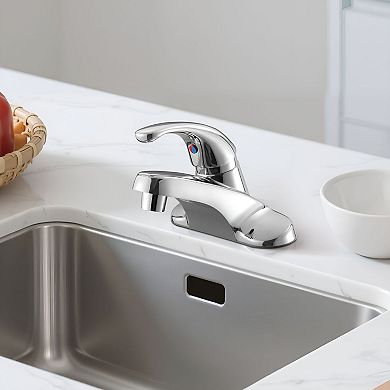 Single Handle Sink Faucet with Press-Down Drain for Bar and Compact Sinks - Silver