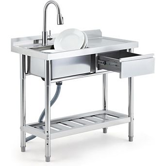 Stainless Steel Utility Sink with Workbench