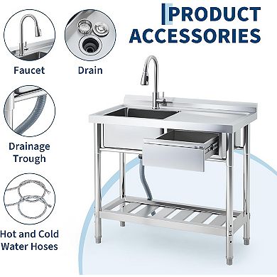 Stainless Steel Utility Sink with Workbench