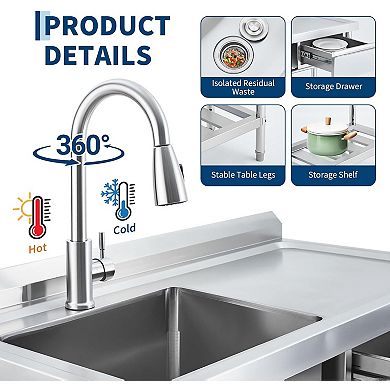 Stainless Steel Utility Sink with Workbench
