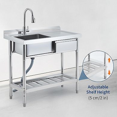 Stainless Steel Utility Sink with Workbench