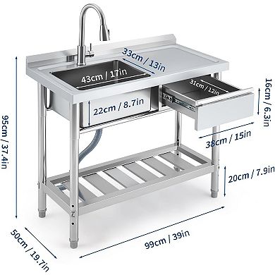 Stainless Steel Utility Sink with Workbench