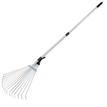 Adjustable Garden Leaf Rake 15 Teeth Expanding Stainless Steel Rake