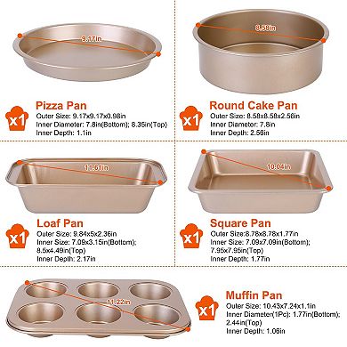 Nonstick Bakeware Set Baking Tray Ovenware Sheet Kit 5Pcs