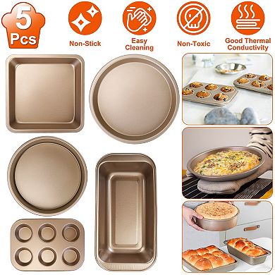 Nonstick Bakeware Set Baking Tray Ovenware Sheet Kit 5Pcs