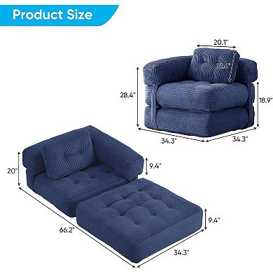 34" W Folding Sofa Bed