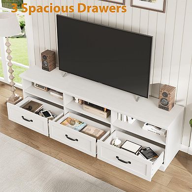 TV Stand for 75 Inch TVs, Mid-Century Modern 75" Entertainment Center with Storage Drawers