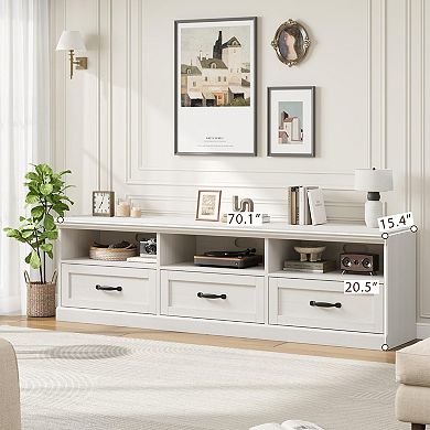 TV Stand for 75 Inch TVs, Mid-Century Modern 75" Entertainment Center with Storage Drawers