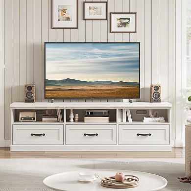 TV Stand for 75 Inch TVs, Mid-Century Modern 75" Entertainment Center with Storage Drawers