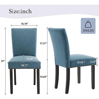 Dining Chairs Set of 2, Upholstered Fabric Kitchen Chairs for Dining Room Bedroom, 265Lbs Capacity