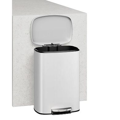 Stainless Steel Kitchen Trash Can Combo Set Step-On Pedal Bins