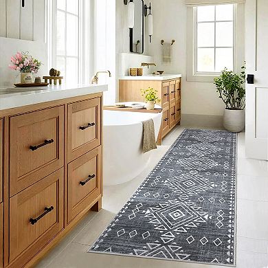 Machine Washable Area Rug - Living Room, Bedroom, Padded Low Pile Stain Resistant Premium