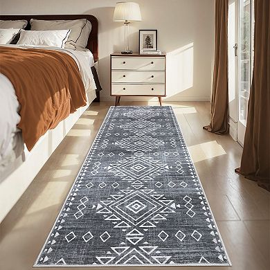 Machine Washable Area Rug - Living Room, Bedroom, Padded Low Pile Stain Resistant Premium