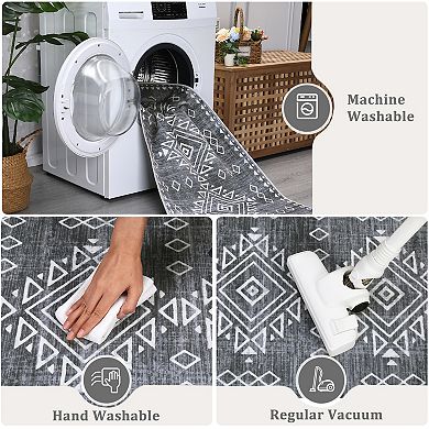 Machine Washable Area Rug - Living Room, Bedroom, Padded Low Pile Stain Resistant Premium