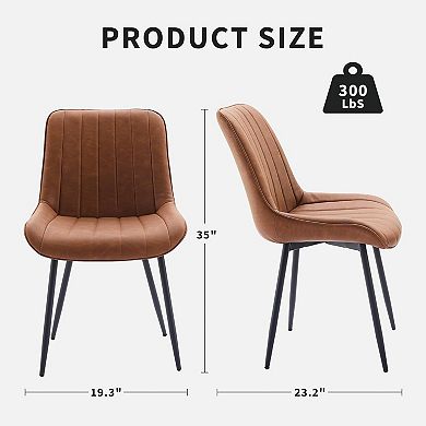 Modern Dining Chairs Set of 2, Upholstered Faux Leather Chairs for Kitchen Dining Room Bedroom