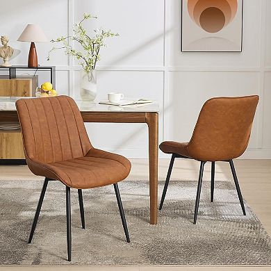 Modern Dining Chairs Set of 2, Upholstered Faux Leather Chairs for Kitchen Dining Room Bedroom