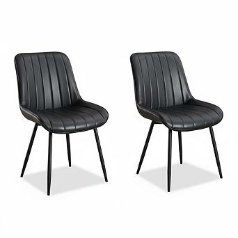 Modern Dining Chairs Set of 2, Upholstered Faux Leather Chairs for Kitchen Dining Room Bedroom