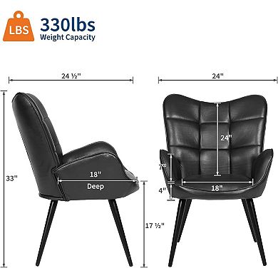 Modern Accent Chair, Upholstered Grey Fabric Chair with Oak Legs for Kitchen Dining Room Cafe