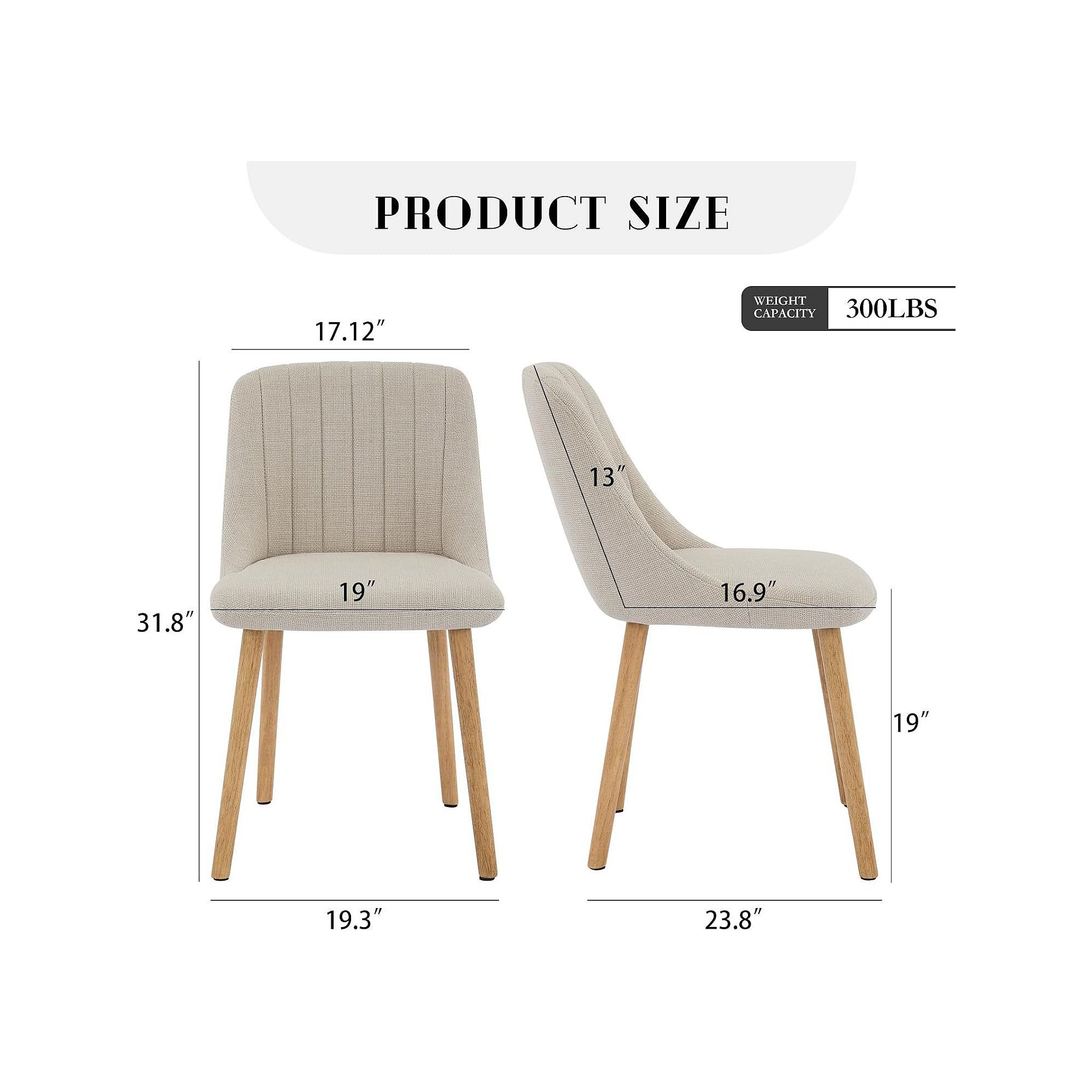 Dining chairs set of 2 size diagram with height and width measurements.