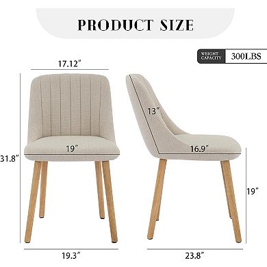 Dining Chairs Set of 2, Modern Upholstered Kitchen Chairs with Oak Legs for Dining Room Bedroom