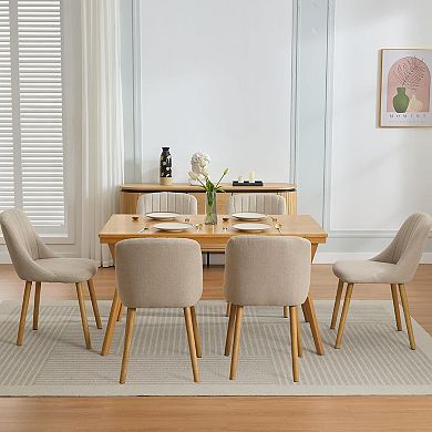 Dining Chairs Set of 2, Modern Upholstered Kitchen Chairs with Oak Legs for Dining Room Bedroom