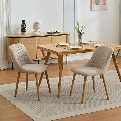 Dining Chairs Set of 2, Modern Upholstered Kitchen Chairs with Oak Legs for Dining Room Bedroom