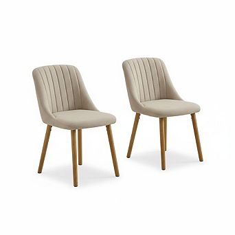 Dining Chairs Set of 2, Modern Upholstered Kitchen Chairs with Oak Legs for Dining Room Bedroom