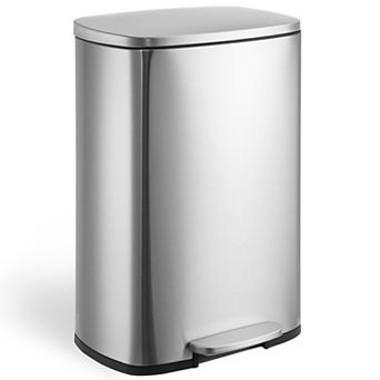 13 Gallon Trash Can with Lid, Square Pedal Garbage Bin with Lid Soft Close