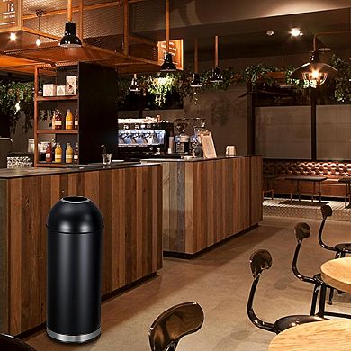 17 Gal Trash Can, Stainless Steel Tall Commercial Garbage Can, Waste Bin with Square Push Lid