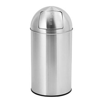 13 gal/50 L Trash Can, Garbage Can with Push Lid, Heavy Duty Stainless Steel Waste Bin