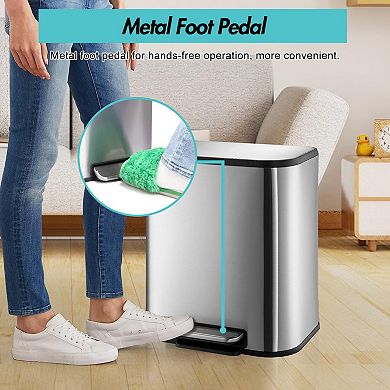 8 Gallon Kitchen Step on Garbage Bin, Stainless Steel Trash Can with Foot Pedal