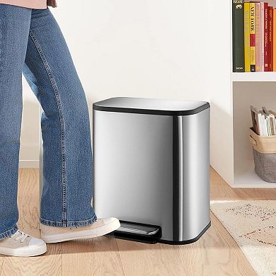8 Gallon Kitchen Step on Garbage Bin, Stainless Steel Trash Can with Foot Pedal