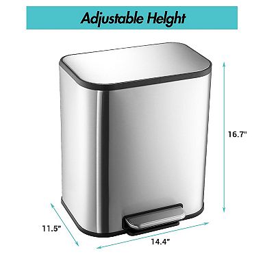 8 Gallon Kitchen Step on Garbage Bin, Stainless Steel Trash Can with Foot Pedal