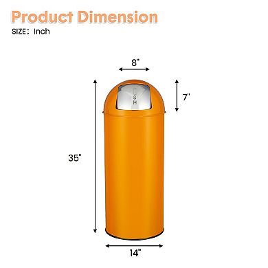 17 Gallon Stainless Steel Trash Can with Square Push Lid, Heavy Duty Commercial Garbage Bin